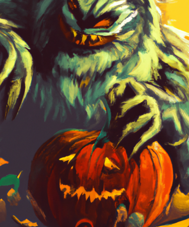 Zucca Halloween con un mostro