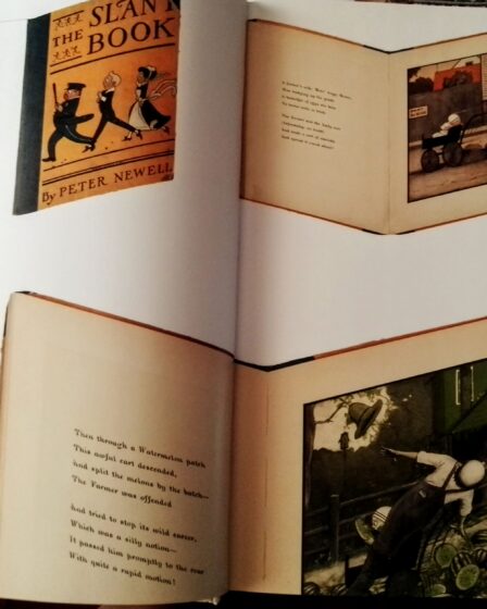 un dettaglio del libro di Martin Salisbury e della sua recensione con foto dell'albo illustrato di Peter Newell